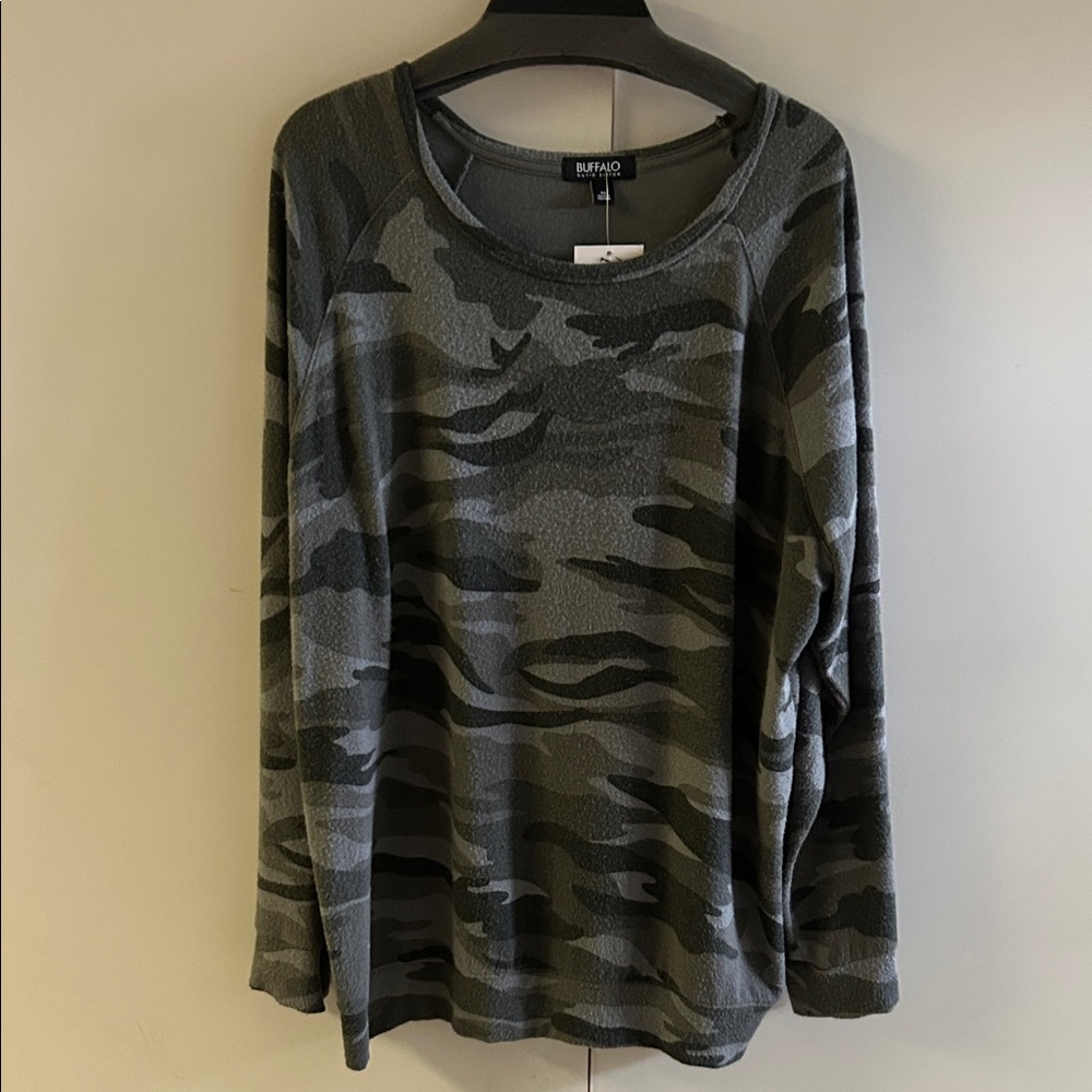 Buffalo David Bitton Green Camouflage Long Sleeve Shirt
